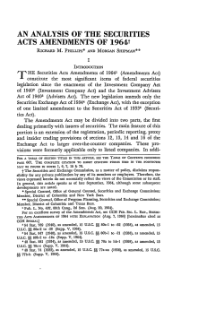 An Analysis of the Securities Acts Amendments of 1964