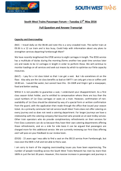 South West Trains Passenger Forum &ndash; Tuesday 17 May 2016 Full