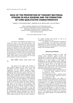 role of the proportion of yoghurt bacterial strains in milk souring and