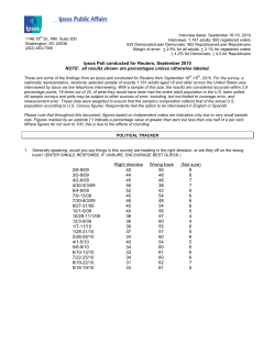 Ipsos Poll conducted for Reuters, September 2010 NOTE: all results