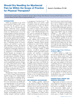 Should Dry Needling for Myofascial Pain be Within the Scope of