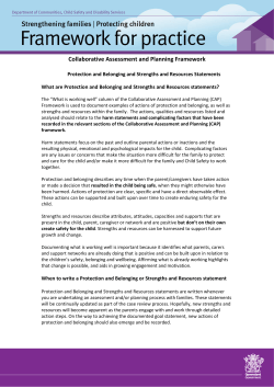 Protection and belonging and Strengths and resources statements