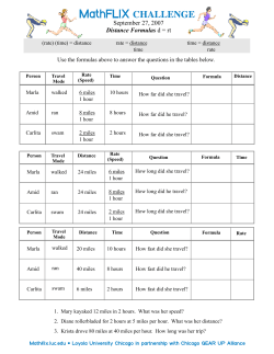 Distance Formulas d = rt