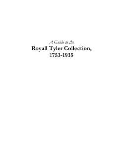 I. Royall Tyler Papers - Vermont Historical Society