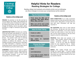 Helpful Hints for Readers