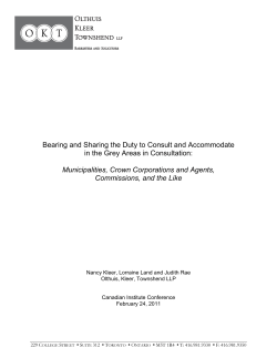 Bearing and Sharing the Duty to Consult and Accommodate in the