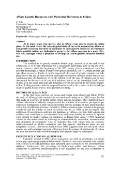 Allium Genetic Resources with Particular Reference to Onion