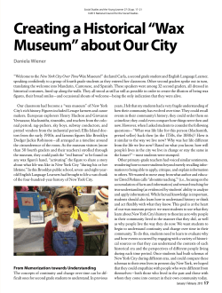 Creating a Historical &ldquo;Wax Museum&rdquo; about Our City