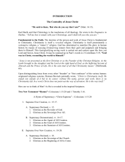 INTRODUCTION The Centrality of Jesus Christ