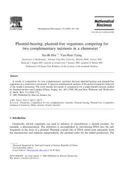Plasmid-bearing, plasmid-free organisms competing for two
