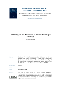 Languages for Special Purposes in a Multilingual, Transcultural