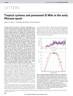 Tropical cyclones and permanent El Nino in the early Pliocene epoch.