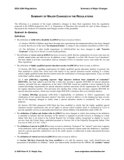 summary of major changes in the regulations
