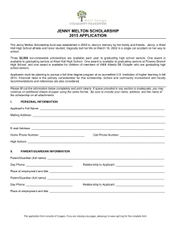 jenny melton scholarship 2015 application