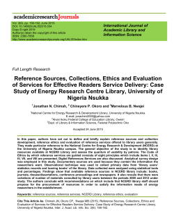 Reference Sources, Collections, Ethics and Evaluation of Services