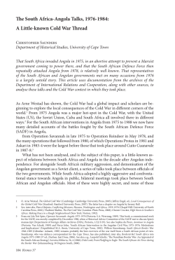 The South Africa-Angola Talks, 1976-1984: A Little