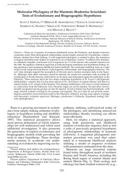 Molecular Phylogeny of the Marmots (Rodentia: Sciuridae): Tests of