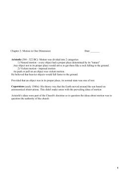 1 Chapter 2: Motion in One Dimension