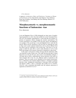 Morphosyntactic vs. morphosemantic functions of Indonesian &ndash;kan