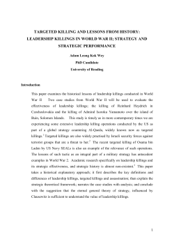 Targeted Killing and Lessons from History: Leadership Killing in