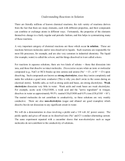 Understanding Reactions in Solution