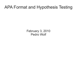 APA Format and Hypothesis Testing