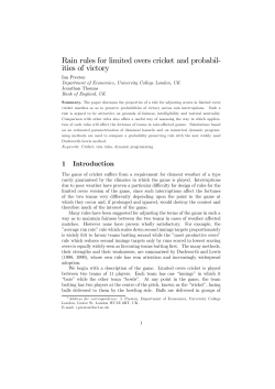 Rain rules for limited overs cricket and probabil- ities of victory