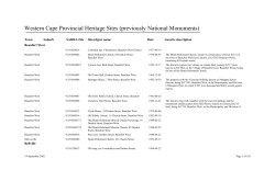 Provincial Heritage Sites