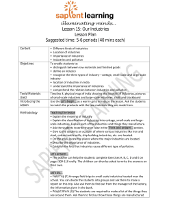 Lesson 15: Our Industries Lesson Plan Suggested time: 5