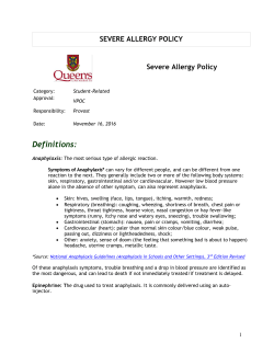 Severe Allergy Policy