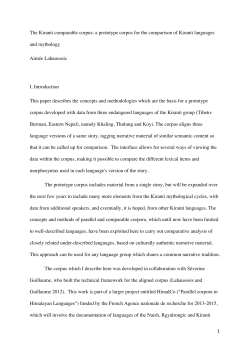 1 The Kiranti comparable corpus: a prototype corpus for the