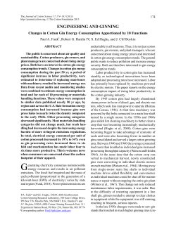Changes in Cotton Gin Energy Consumption Apportioned by 10