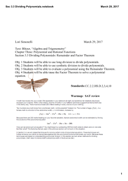 Sec 3.3 Dividing Polynomials.notebook