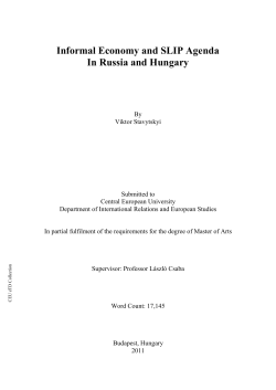 Informal Economy and SLIP Agenda In Russia and Hungary