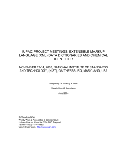 IUPAC PROJECT MEETINGS: EXTENSIBLE MARKUP LANGUAGE