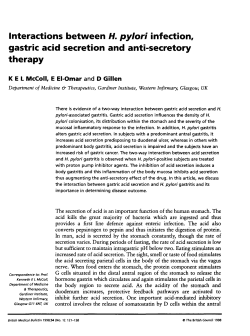 Interactions between H. pylori infection, gastric acid secretion and