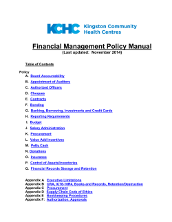 Financial Management Policy Manual