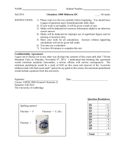 Chemistry 2100 In-Class Test 1(A) - U of L Class Index