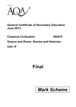 Greece and Rome: Stories and Histories June 2013