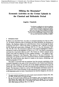 Milking the Mountains* Economic Activities on the Cretan Uplands in