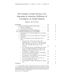 The Foreign Corrupt Practices Act: Imposing an American Definition
