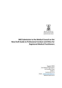 IMO Submission to the Medical Council on the New Draft Guide to