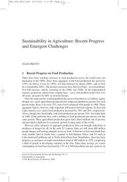Sustainability in Agriculture: Recent Progress and Emergent