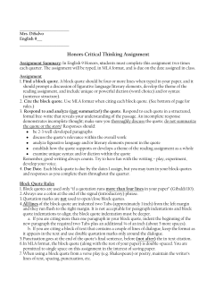 Honors Critical Thinking Assignment