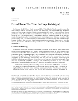 Friend Bank: The Time for Hope (Abridged)