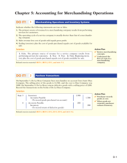 Chapter 5: Accounting for Merchandising Operations