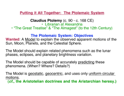 Putting it All Together: The Ptolemaic System Claudius Ptolemy (c