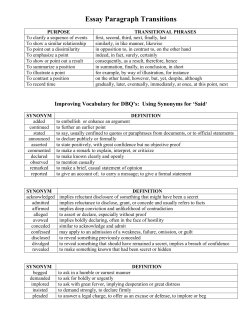 Improving Vocabulary for DBQ`s: Using Synonyms for `Said`