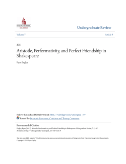 Aristotle, Performativity, and Perfect Friendship in Shakespeare