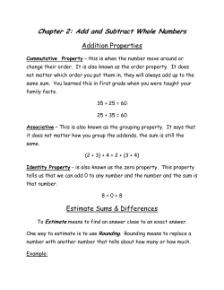 Chapter 2: Add and Subtract Whole Numbers